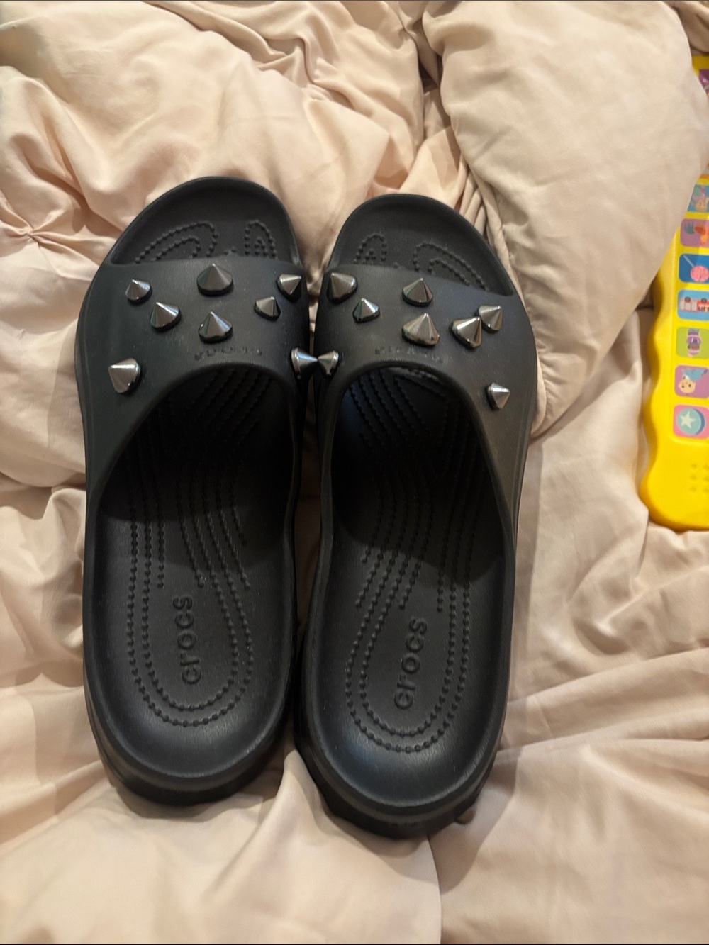 CROCS  Slide Sandals with Silver Spike Studs